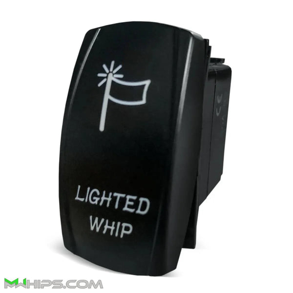 LIGHTED WHIP - DUAL BLUE LED, 5 PIN, 20A/12V ON/OFF ROCKER SWITCH - Mwhips