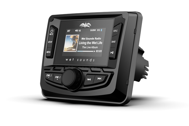 Wet Sounds marine digital media receiver with display screen and control buttons