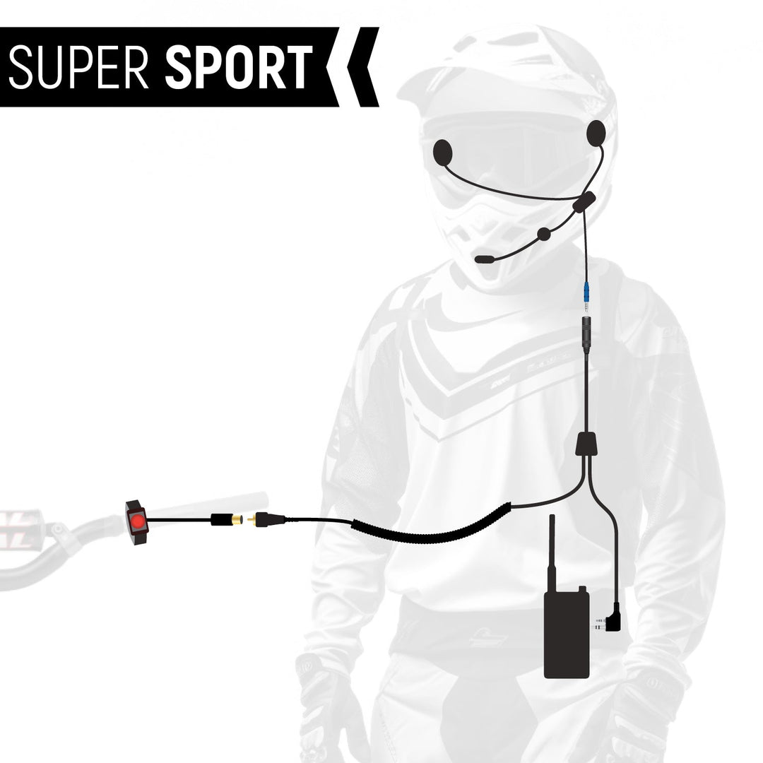 SUPER SPORT Complete Motorcycle Communication Kit with Lightweight SPORT Cables - V3