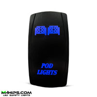 POD LIGHTS - DUAL BLUE LED, 5 PIN, 20A/12V ON/OFF ROCKER SWITCH - Mwhips