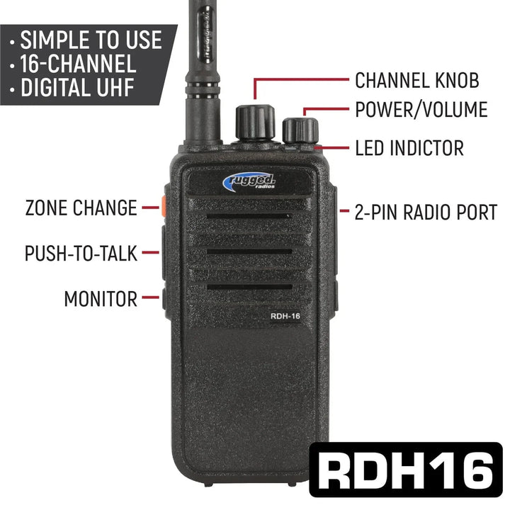 RUGGED Wired Driver Only Communication Kit with RDH16 Radio - Kit with Helmet Speakers