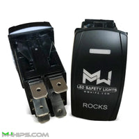 ROCKS - DUAL BLUE LED, 5 PIN, 20A/12V ON/OFF ROCKER SWITCH - Mwhips