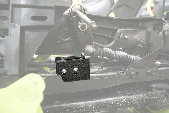 UTV Stereo black metal mounting bracket installed on vehicle frame