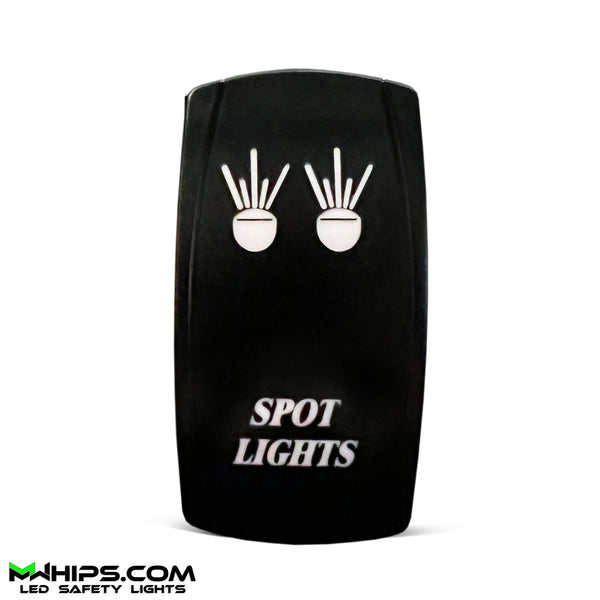 SPOT LIGHTS - DUAL BLUE LED, 5 PIN, 20A/12V ON/OFF ROCKER SWITCH - Mwhips