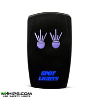 SPOT LIGHTS - DUAL BLUE LED, 5 PIN, 20A/12V ON/OFF ROCKER SWITCH - Mwhips