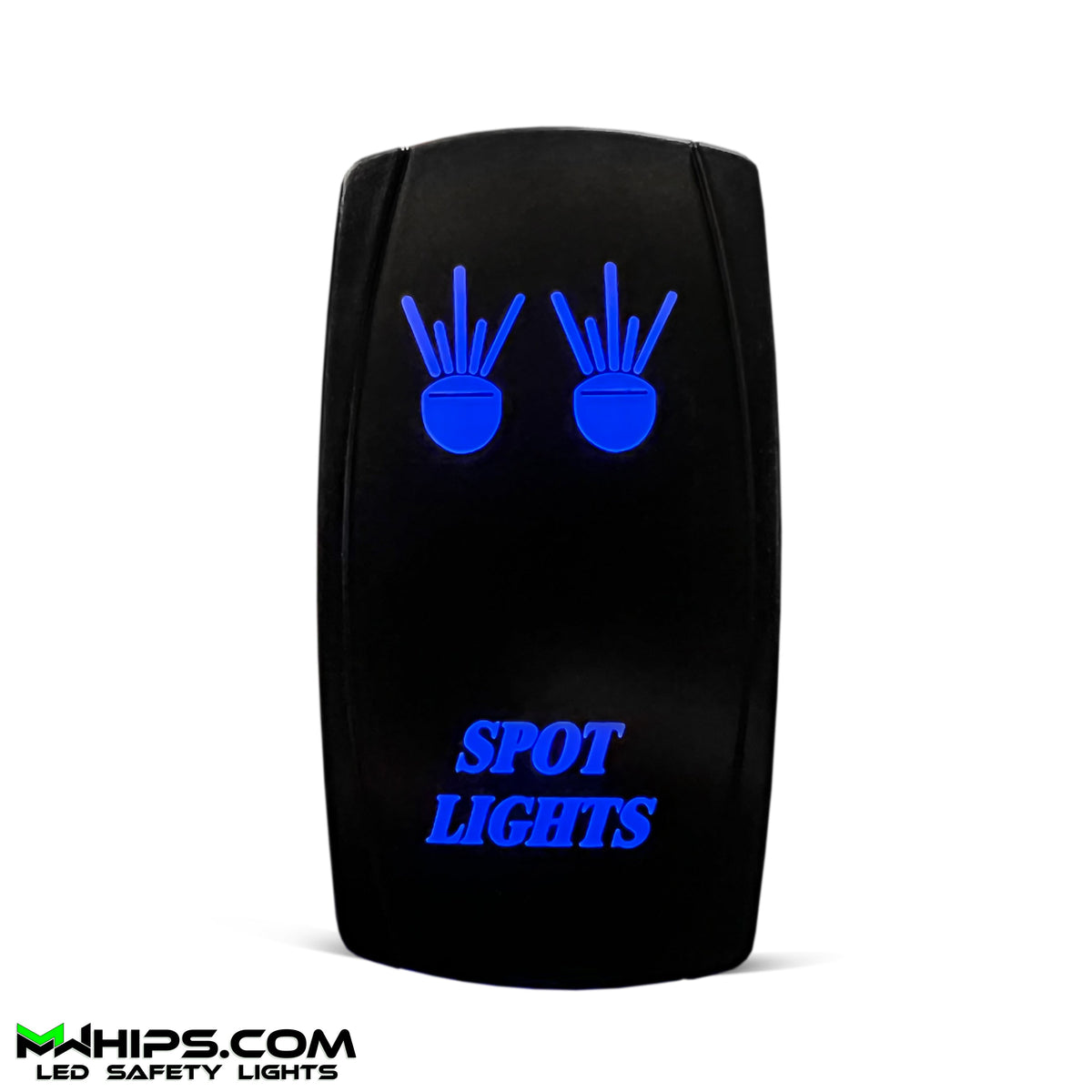 SPOT LIGHTS - DUAL BLUE LED, 5 PIN, 20A/12V ON/OFF ROCKER SWITCH - Mwhips
