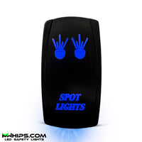 SPOT LIGHTS - DUAL BLUE LED, 5 PIN, 20A/12V ON/OFF ROCKER SWITCH - Mwhips