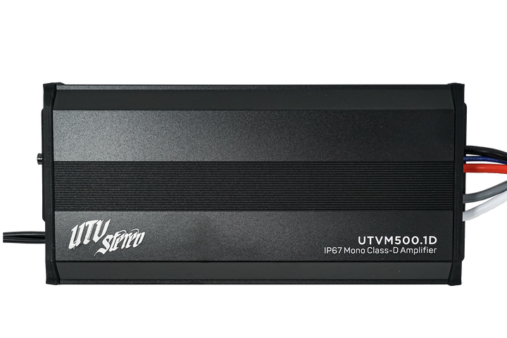 UTV Stereo UTVM500.1D IP67 mono class-D amplifier in black