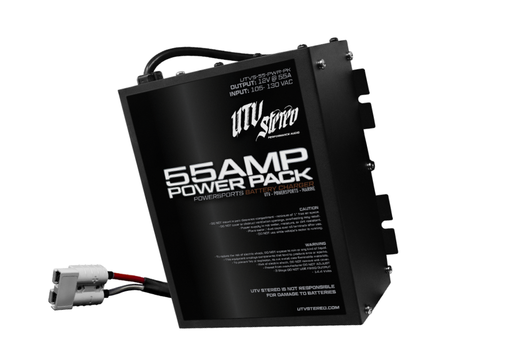 UTV Stereo 55 amp power pack battery charger with attached power cable