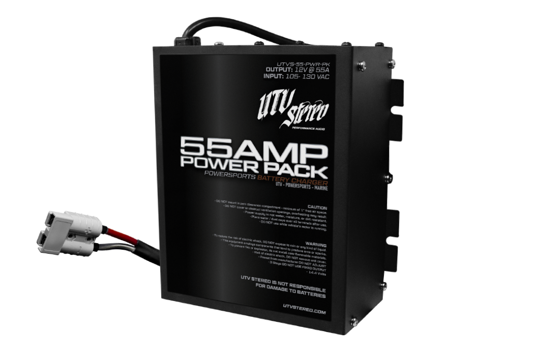 UTV Stereo 55 amp power pack battery charger with electrical connector