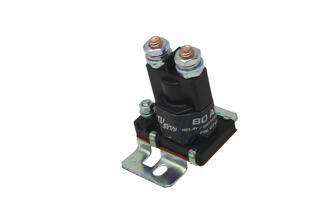 UTV Stereo 80 amp battery relay with metal mounting bracket
