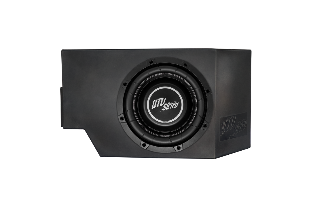 UTV Stereo Elite subwoofer in a black enclosure