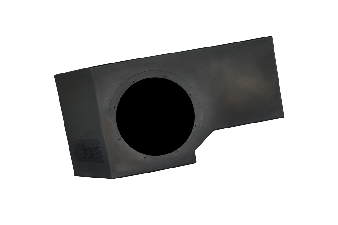 UTV Stereo black subwoofer enclosure with single speaker cutout