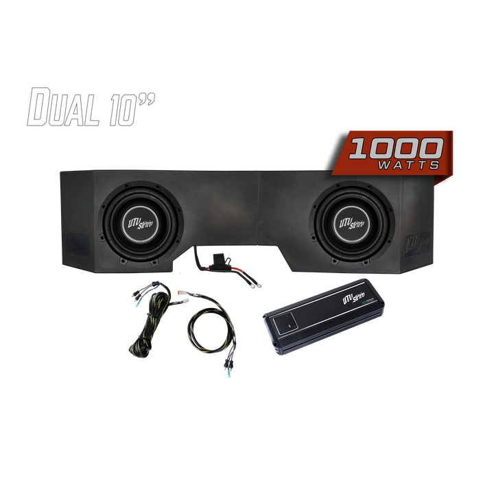UTV Stereo dual 10 inch subwoofer enclosure with 1000 watt amplifier and wiring kit