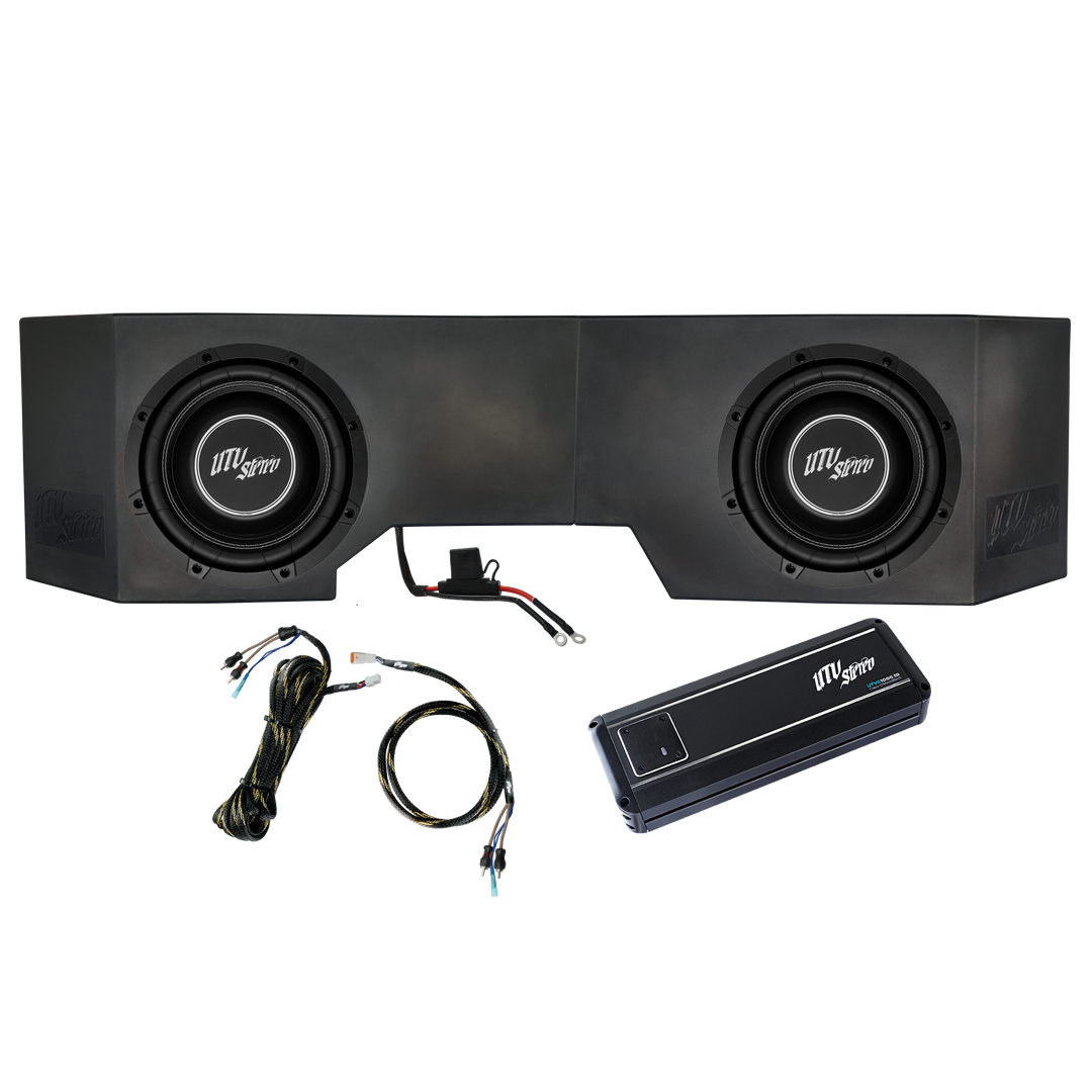 UTV Stereo dual subwoofer enclosure with amplifier and wiring harness