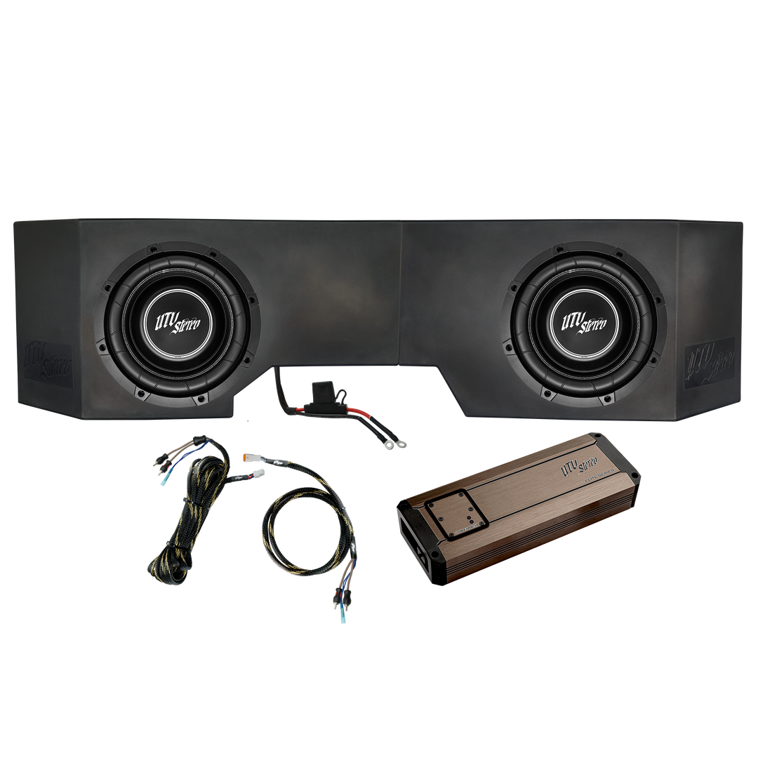 UTV Stereo dual subwoofer enclosure with amplifier and wiring harness