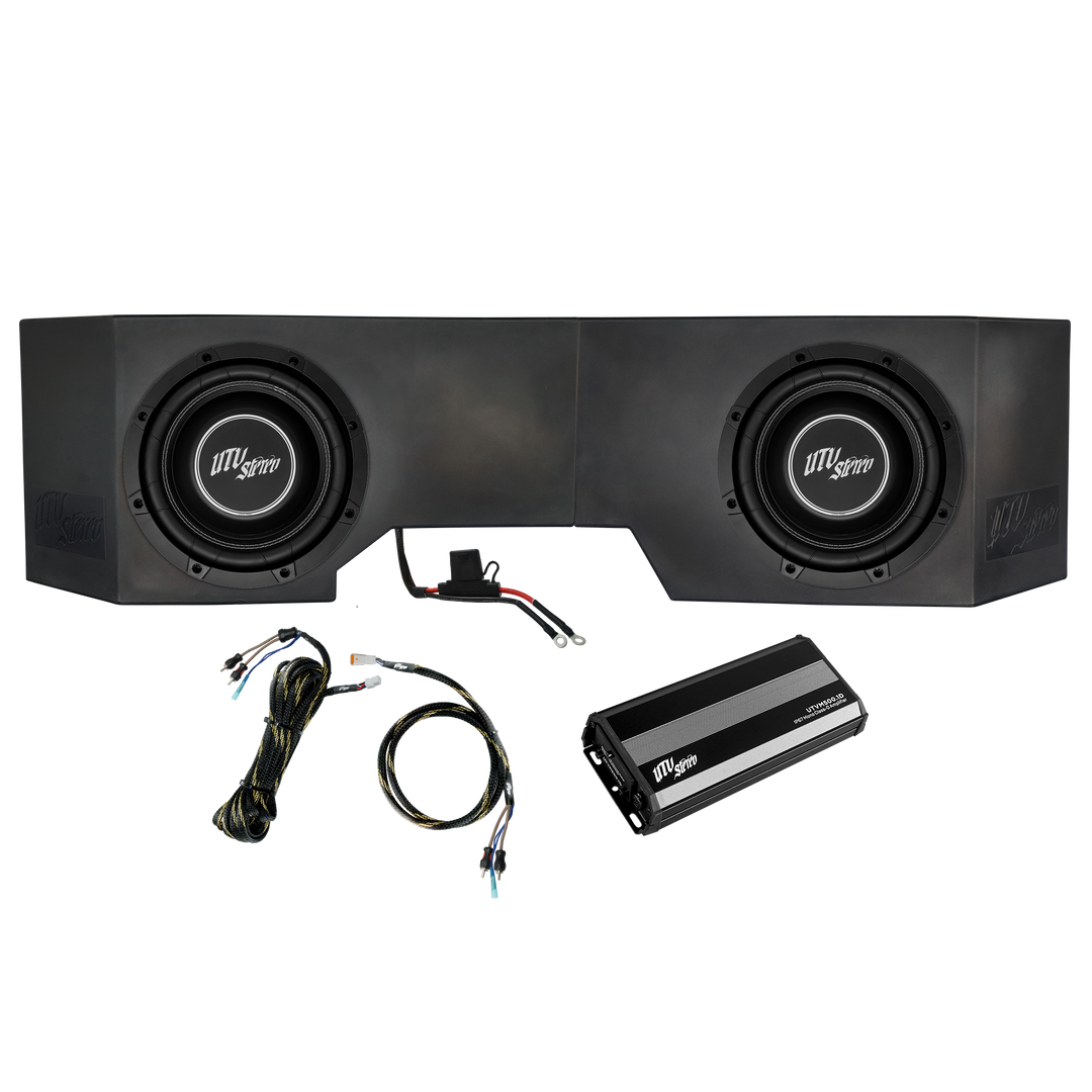 UTV Stereo dual subwoofer enclosure with amplifier and wiring harness
