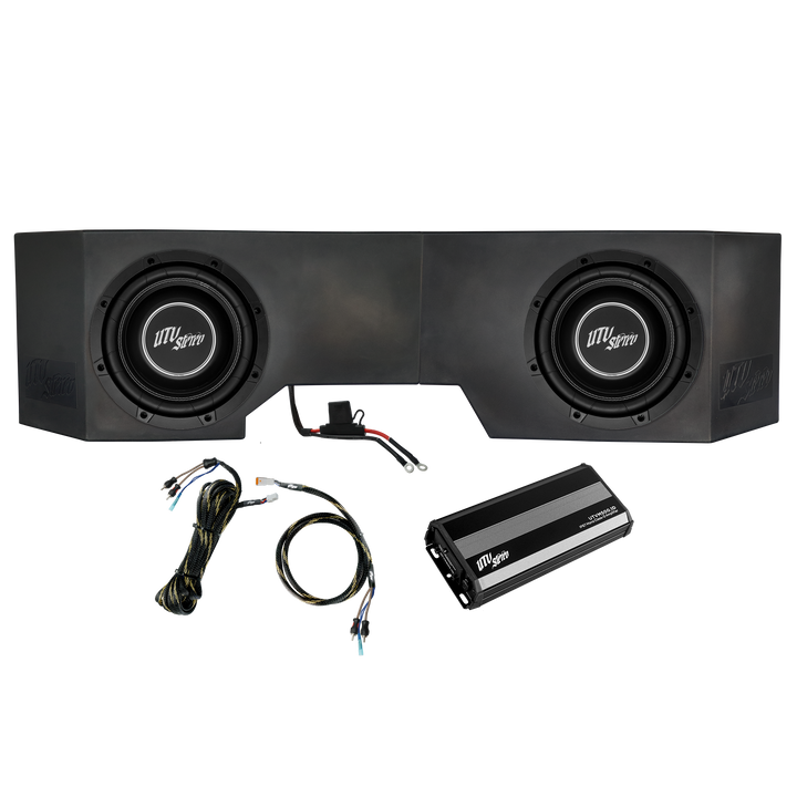 UTV Stereo dual subwoofer enclosure with amplifier and wiring harness