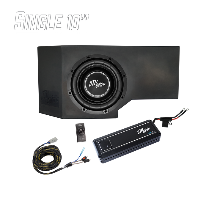 UTV Stereo single 10 inch subwoofer enclosure with amplifier and wiring kit