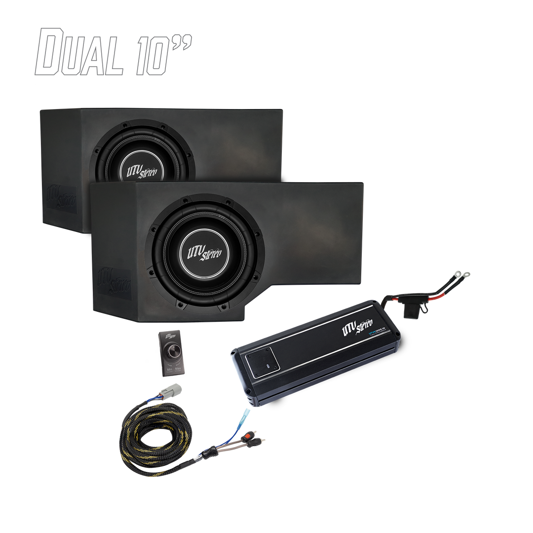 UTV Stereo dual 10 inch subwoofer enclosure kit with amplifier and wiring
