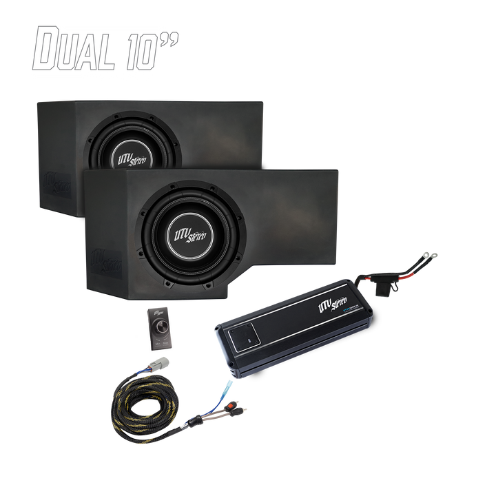 UTV Stereo dual 10 inch subwoofer enclosure kit with amplifier and wiring