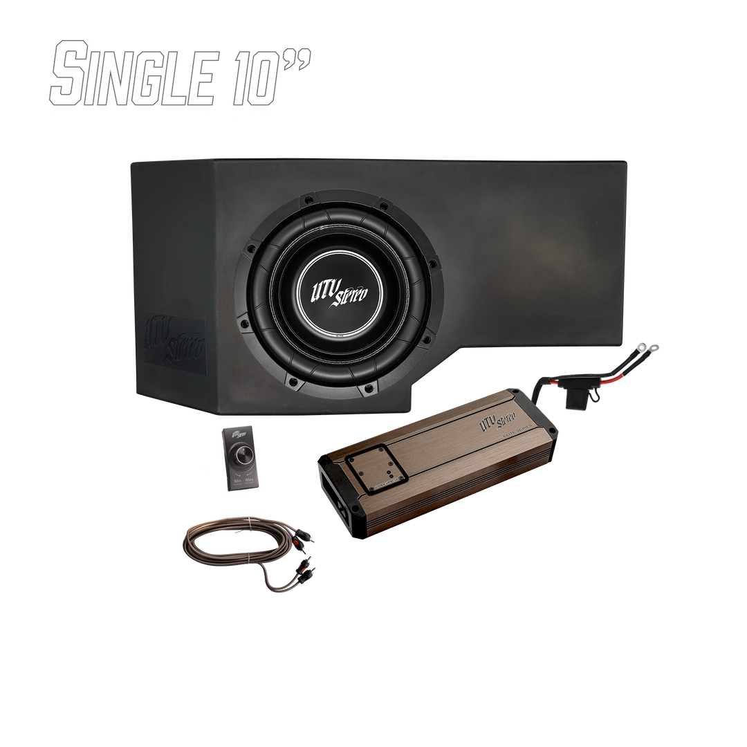 UTV Stereo single 10 inch subwoofer enclosure with amplifier and bass controller