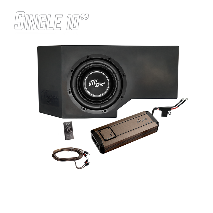 UTV Stereo single 10 inch subwoofer enclosure with amplifier and bass controller