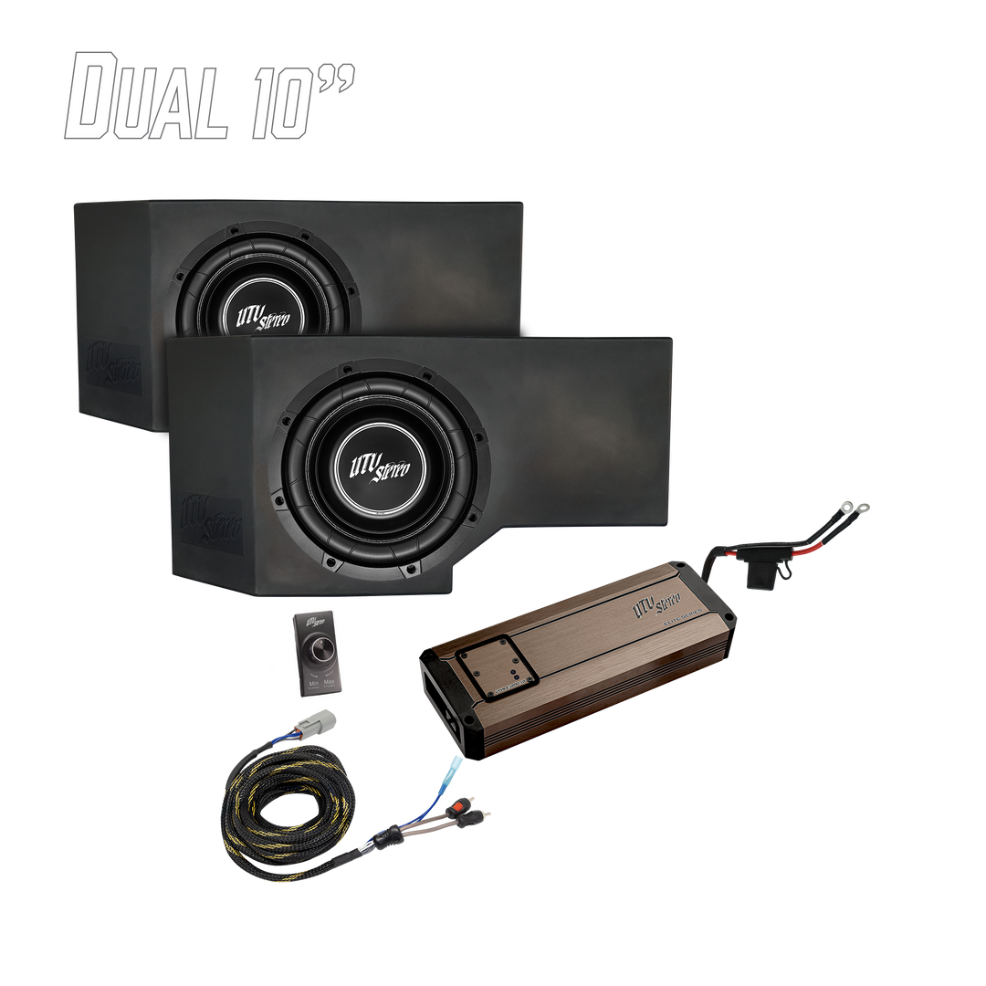UTV Stereo dual 10 inch subwoofer enclosure kit with amplifier and wiring