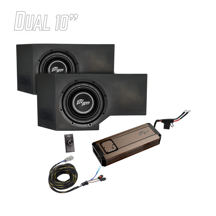 UTV Stereo dual 10 inch subwoofer enclosure kit with amplifier and wiring