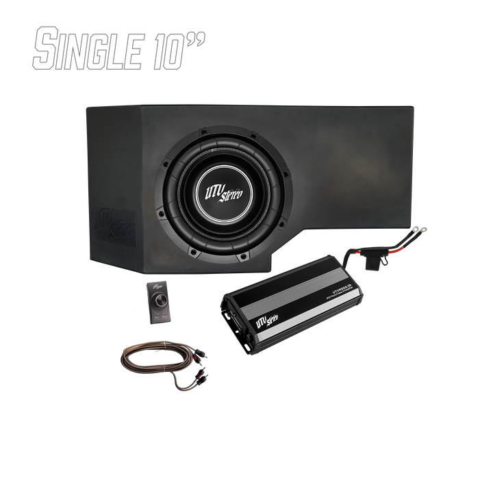 UTV Stereo single 10 inch subwoofer enclosure with mono amplifier and bass controller