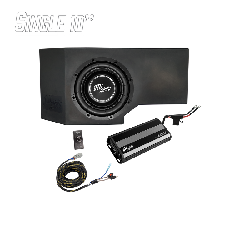 UTV Stereo single 10 inch subwoofer enclosure with amplifier and wiring kit