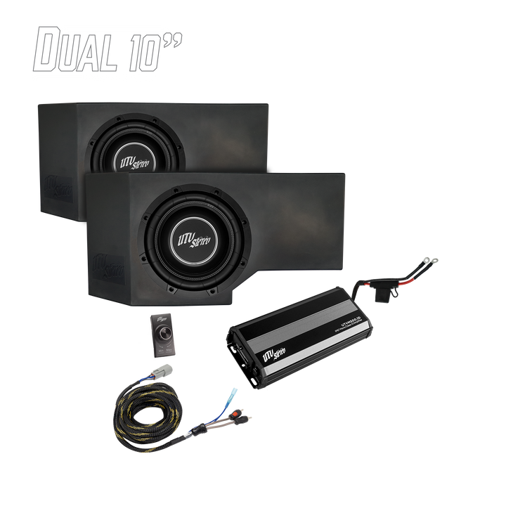UTV Stereo dual 10 inch subwoofer enclosure kit with amplifier and wiring