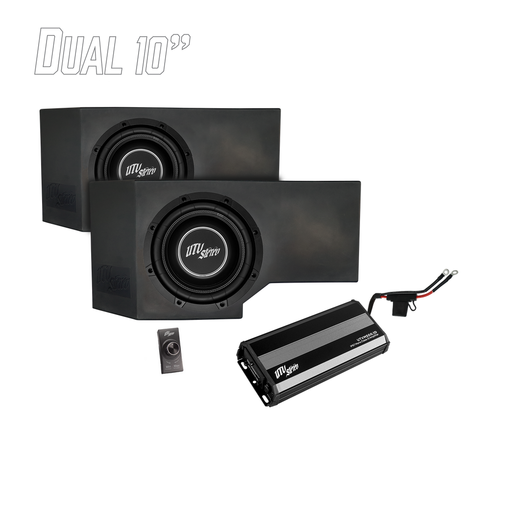 UTV Stereo dual 10 inch subwoofer enclosure with amplifier and bass controller