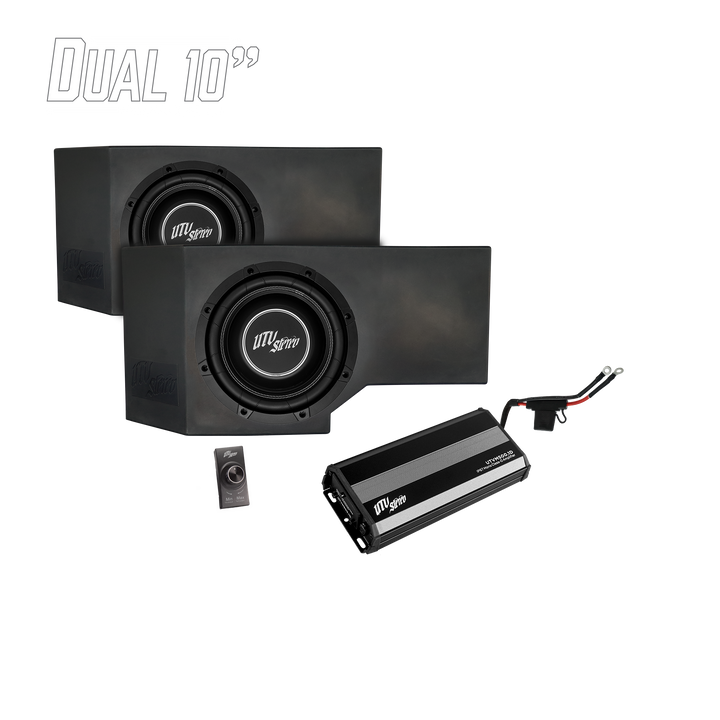 UTV Stereo dual 10 inch subwoofer enclosure with amplifier and bass controller