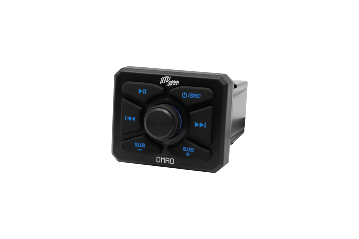 UTV Stereo DMRO digital media receiver with central volume knob and blue backlit control buttons