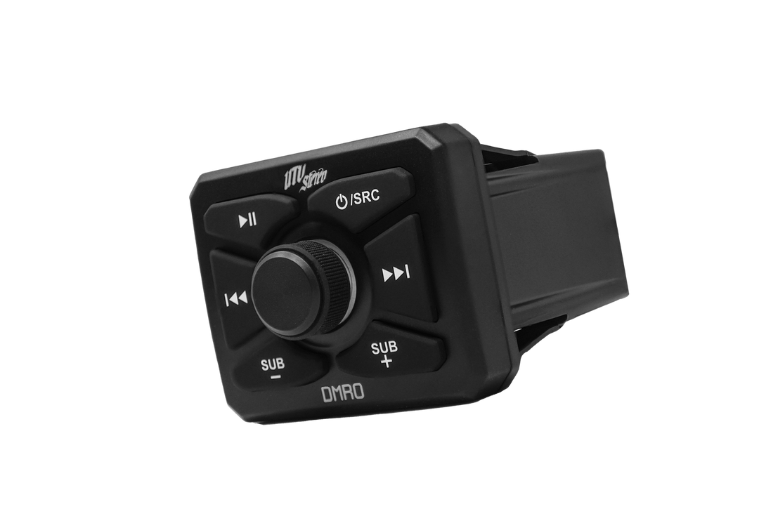 UTV Stereo DMRO digital media receiver with central volume knob and playback control buttons