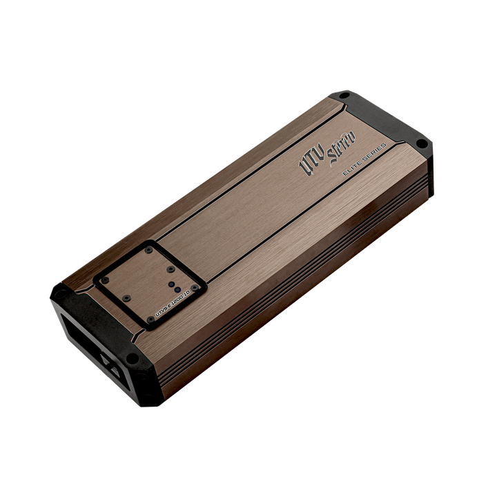 UTV Stereo Elite Series monoblock amplifier in brushed bronze finish