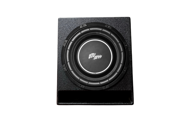 UTV Stereo Elite subwoofer in a black textured enclosure