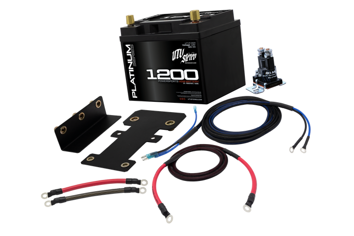 UTV Stereo Platinum Series 1200 AGM battery kit with mounting brackets relay and wiring cables