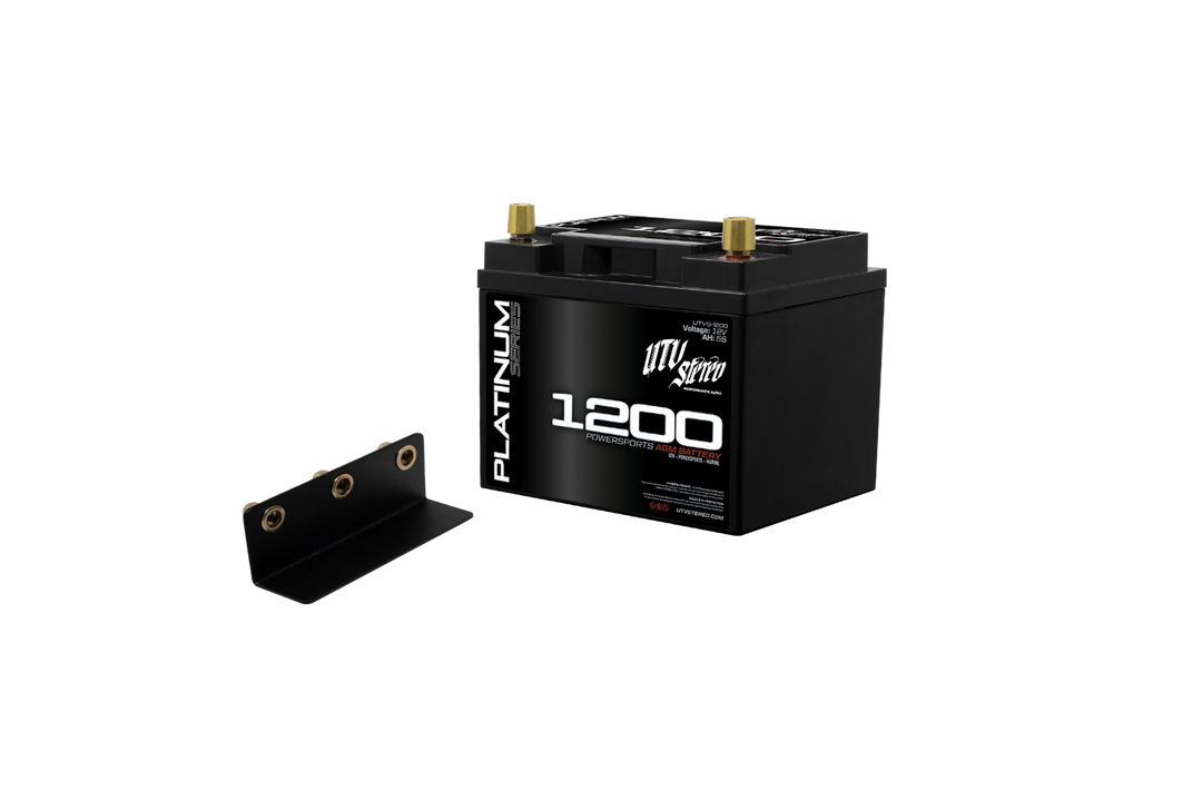 UTV Stereo Platinum Series 1200 AGM powersports battery with mounting bracket