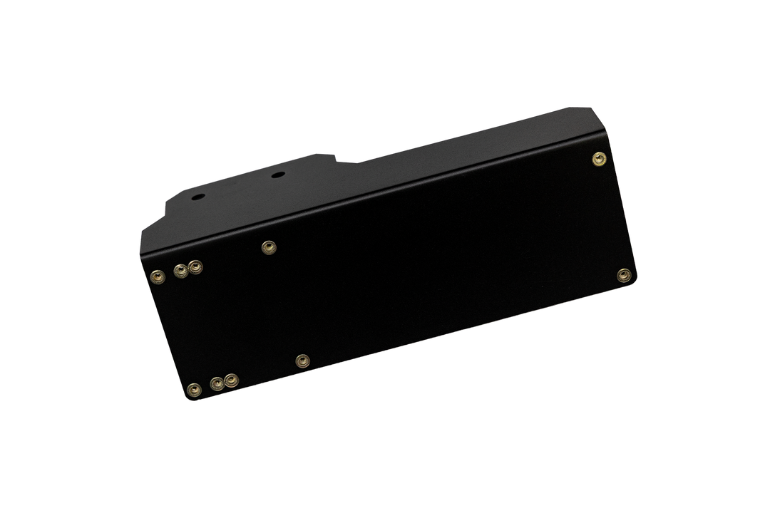 Black metal UTV Stereo mounting bracket with predrilled holes