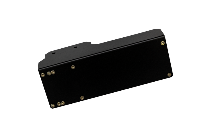 Black metal UTV Stereo mounting bracket with predrilled holes