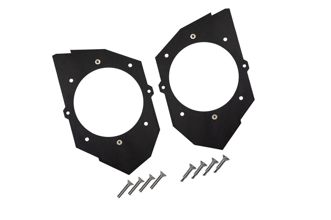 UTV Stereo black speaker mounting plates with included mounting hardware