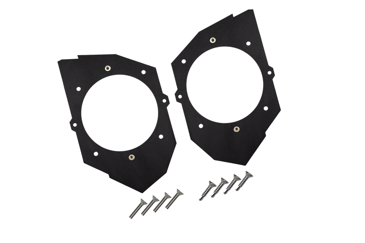 UTV Stereo black speaker mounting plates with included mounting hardware