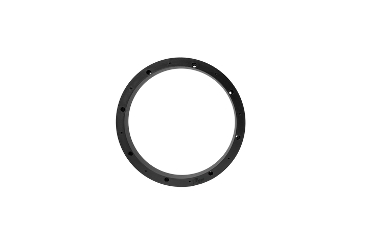 Black circular UTV Stereo speaker mounting ring with predrilled screw holes