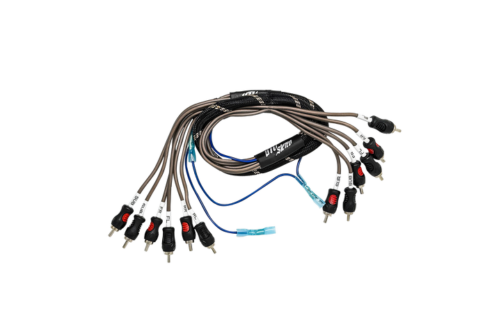 RCA wiring harness with remote power connectors