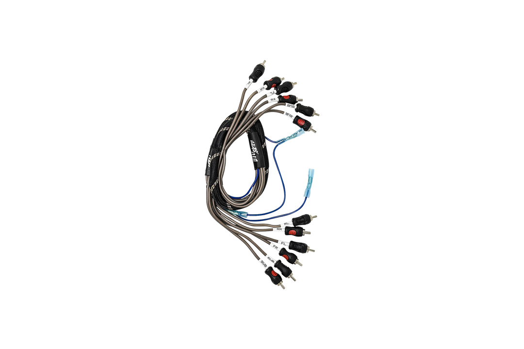 UTV Stereo RCA audio cable harness with labeled connectors