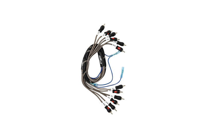 UTV Stereo RCA audio cable harness with labeled connectors