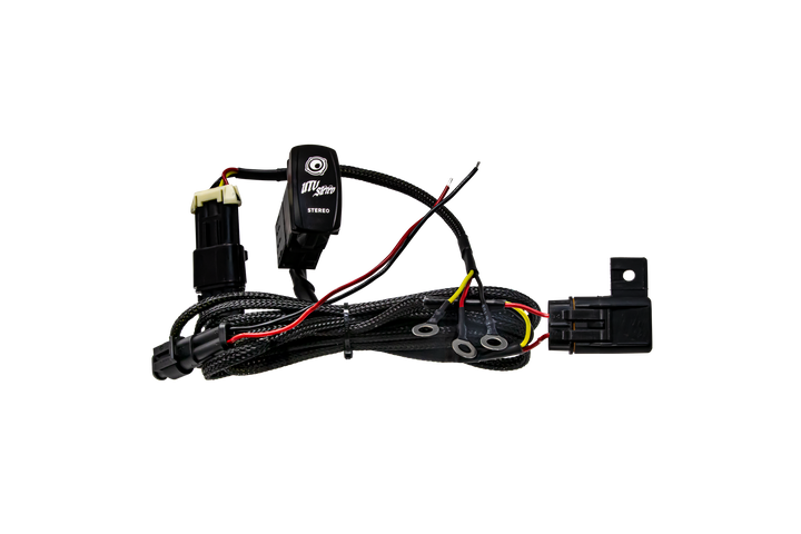 UTV Stereo wiring harness with rocker switch and connectors