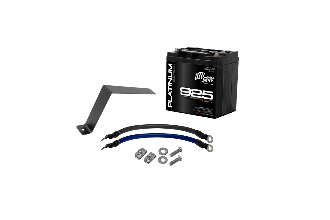 UTV Stereo 925 AGM battery with mounting bracket and cable kit